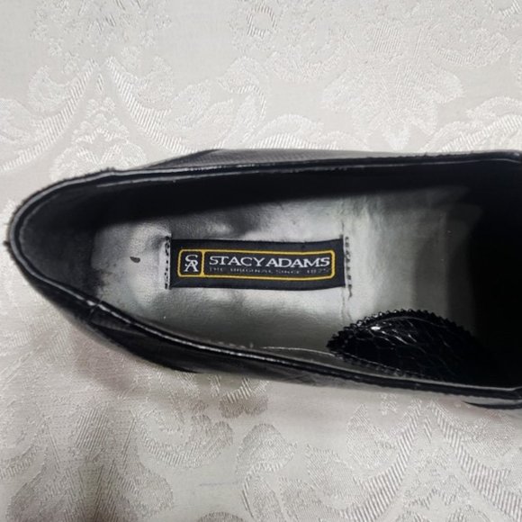 Men's Stacy Adams Black Snakeskin and Leather Tassel Slip-on Dress Loafer - Picture 7 of 12